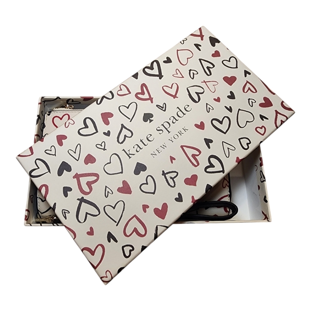kate spade NWT Scribble Hearts Phone Wallet Wristlet Purse Holiday - Picture 9 of 16